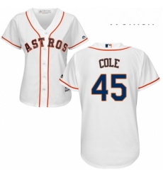Womens Majestic Houston Astros 45 Gerrit Cole Replica White Home Cool Base MLB Jersey 