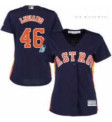 Womens Majestic Houston Astros 46 Francisco Liriano Authentic Navy Blue Alternate Cool Base MLB Jersey 