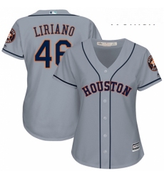 Womens Majestic Houston Astros 46 Francisco Liriano Replica Grey Road Cool Base MLB Jersey 