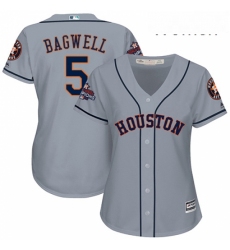 Womens Majestic Houston Astros 5 Jeff Bagwell Replica Grey Road 2017 World Series Champions Cool Base MLB Jersey