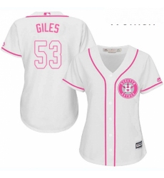 Womens Majestic Houston Astros 53 Ken Giles Authentic White Fashion Cool Base MLB Jersey 