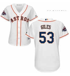 Womens Majestic Houston Astros 53 Ken Giles Authentic White Home 2017 World Series Champions Cool Base MLB Jersey 