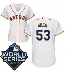 Womens Majestic Houston Astros 53 Ken Giles White Home Cool Base Sitched 2019 World Series Patch jersey