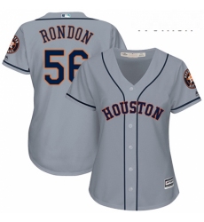 Womens Majestic Houston Astros 56 Hector Rondon Replica Grey Road Cool Base MLB Jersey 