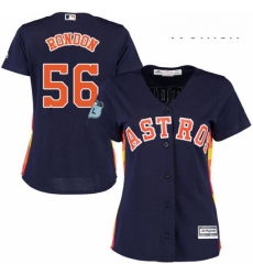 Womens Majestic Houston Astros 56 Hector Rondon Replica Navy Blue Alternate Cool Base MLB Jersey 