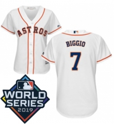 Womens Majestic Houston Astros 7 Craig Biggio White Home Cool Base Sitched 2019 World Series Patch Jersey