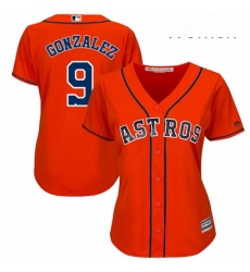 Womens Majestic Houston Astros 9 Marwin Gonzalez Authentic Orange Alternate Cool Base MLB Jersey 