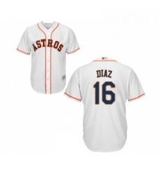 Youth Houston Astros 16 Aledmys Diaz Authentic White Home Cool Base Baseball Jersey 