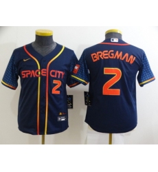 Youth Houston Astros 2 Alex Bregman 2022 Navy City Connect Stitched Jersey