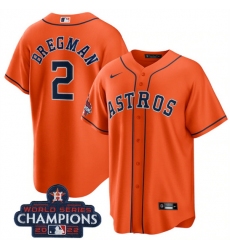 Youth Houston Astros 2 Alex Bregman Orange 2022 World Series Champions Stitched BaseballJersey