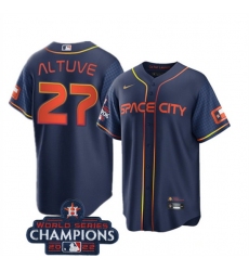 Youth Houston Astros 27 Jose Altuve Navy 2022 World Series Champions City Connect Stitched BaseballJersey