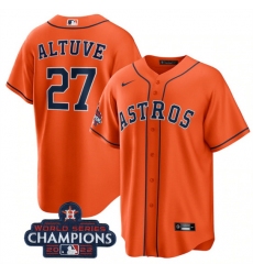 Youth Houston Astros 27 Jose Altuve Orange 2022 World Series Champions Stitched BaseballJersey