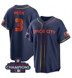 Youth Houston Astros 3 Jeremy Pena Navy 2022 World Series Champions City Connect Stitched BaseballJersey