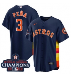 Youth Houston Astros 3 Jeremy Pena Navy 2022 World Series Champions Stitched BaseballJersey