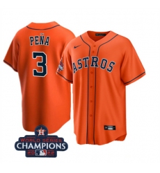 Youth Houston Astros 3 Jeremy Pena Orange 2022 World Series Champions Stitched BaseballJersey