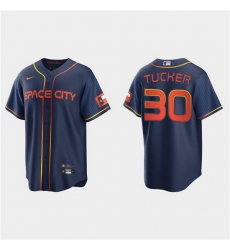Youth Houston Astros 30 Kyle Tucker 2022 Navy City Connect Stitched Jersey