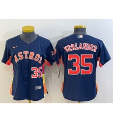 Youth Houston Astros 35 Justin Verlander Navy With Patch Cool Base Stitched Jersey