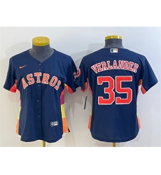 Youth Houston Astros 35 Justin Verlander Navy With Patch Cool Base Stitched Jerseys