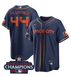 Youth Houston Astros 44 Yordan Alvarez Navy 2022 World Series Champions City Connect Stitched BaseballJersey