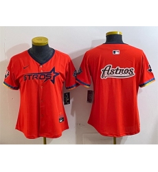 Youth Houston Astros Team Big Logo Orange 2025 City Connect With Texas Patch Limited Stitched Baseball Jersey 002