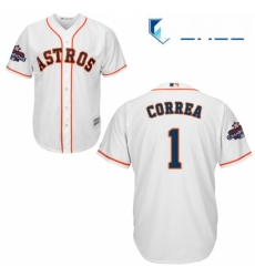 Youth Majestic Houston Astros 1 Carlos Correa Authentic White Home 2017 World Series Champions Cool Base MLB Jersey
