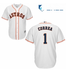 Youth Majestic Houston Astros 1 Carlos Correa Replica White Home Cool Base MLB Jersey
