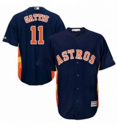 Youth Majestic Houston Astros 11 Evan Gattis Authentic Navy Blue Alternate Cool Base MLB Jersey