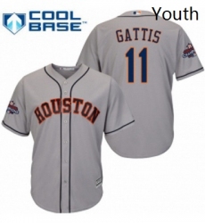 Youth Majestic Houston Astros 11 Evan Gattis Replica Grey Road 2017 World Series Champions Cool Base MLB Jersey