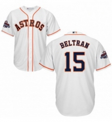 Youth Majestic Houston Astros 15 Carlos Beltran Authentic White Home 2017 World Series Champions Cool Base MLB Jersey