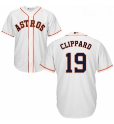 Youth Majestic Houston Astros 19 Tyler Clippard Replica White Home Cool Base MLB Jersey 