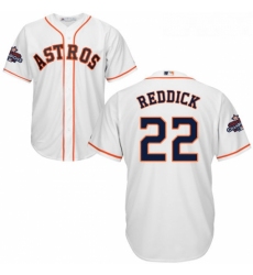 Youth Majestic Houston Astros 22 Josh Reddick Authentic White Home 2017 World Series Champions Cool Base MLB Jersey