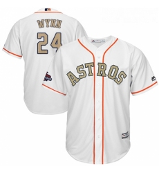 Youth Majestic Houston Astros 24 Jimmy Wynn Authentic White 2018 Gold Program Cool Base MLB Jersey 