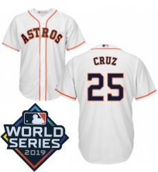 Youth Majestic Houston Astros 25 Jose Cruz White Home Cool Base Sitched 2019 World Series Patch Jersey