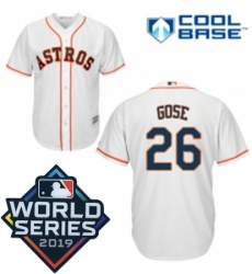 Youth Majestic Houston Astros 26 Anthony Gose White Home Cool Base Sitched 2019 World Series Patch jersey