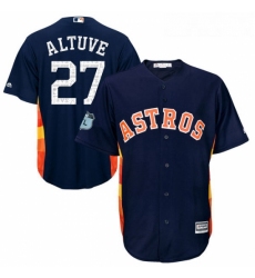 Youth Majestic Houston Astros 27 Jose Altuve Authentic Navy Blue 2017 Spring Training Cool Base MLB Jersey
