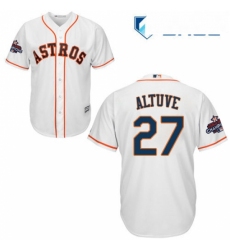 Youth Majestic Houston Astros 27 Jose Altuve Replica White Home 2017 World Series Champions Cool Base MLB Jersey