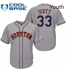 Youth Majestic Houston Astros 33 Mike Scott Authentic Grey Road Cool Base MLB Jersey