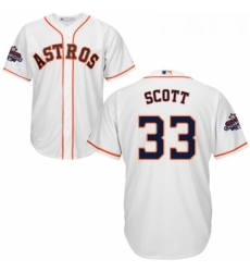 Youth Majestic Houston Astros 33 Mike Scott Replica White Home 2017 World Series Champions Cool Base MLB Jersey