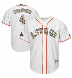 Youth Majestic Houston Astros 4 George Springer Authentic White 2018 Gold Program Cool Base MLB Jersey