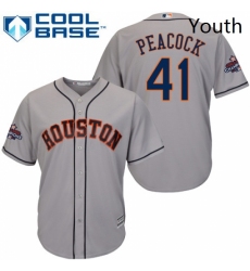 Youth Majestic Houston Astros 41 Brad Peacock Authentic Grey Road 2017 World Series Champions Cool Base MLB Jersey 