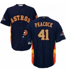Youth Majestic Houston Astros 41 Brad Peacock Authentic Navy Blue Alternate 2018 Gold Program Cool Base MLB Jersey 