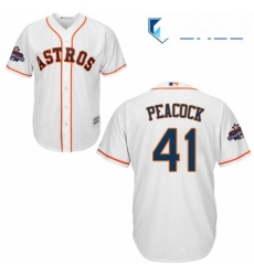 Youth Majestic Houston Astros 41 Brad Peacock Authentic White Home 2017 World Series Champions Cool Base MLB Jersey 