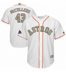 Youth Majestic Houston Astros 43 Lance McCullers Authentic White 2018 Gold Program Cool Base MLB Jersey