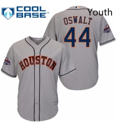 Youth Majestic Houston Astros 44 Roy Oswalt Replica Grey Road 2017 World Series Champions Cool Base MLB Jersey