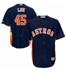 Youth Majestic Houston Astros 45 Carlos Lee Authentic Navy Blue Alternate Cool Base MLB Jersey
