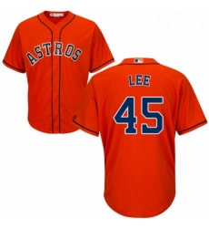 Youth Majestic Houston Astros 45 Carlos Lee Authentic Orange Alternate Cool Base MLB Jersey