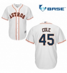 Youth Majestic Houston Astros 45 Gerrit Cole Replica White Home Cool Base MLB Jersey 