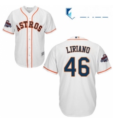 Youth Majestic Houston Astros 46 Francisco Liriano Authentic White Home 2017 World Series Champions Cool Base MLB Jersey 