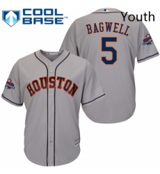Youth Majestic Houston Astros 5 Jeff Bagwell Replica Grey Road 2017 World Series Champions Cool Base MLB Jersey