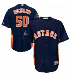 Youth Majestic Houston Astros 50 JR Richard Authentic Navy Blue Alternate 2017 World Series Champions Cool Base MLB Jersey